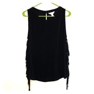 Sun & Shadow Black Top with Fringe